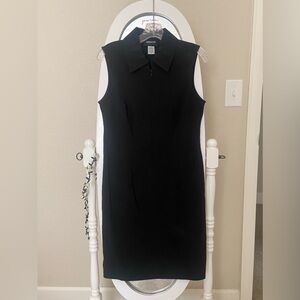 Y2K Metro Style Black Sleeveless Collared Dress | Women | Small (6)